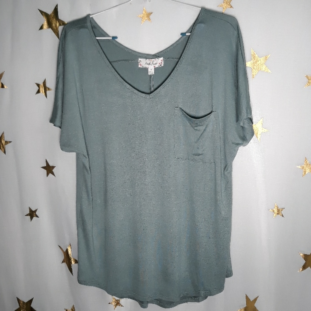 Pink Rose Green Tee | Size M
